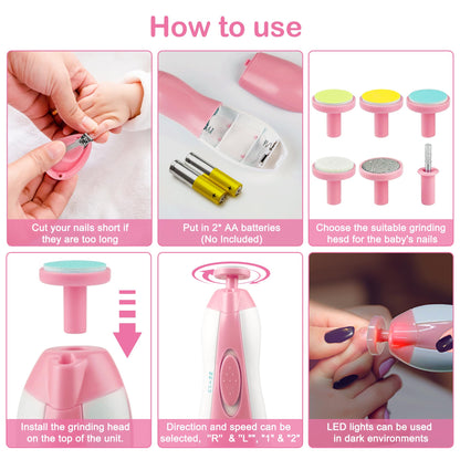 OTTOLIVES Baby Healthcare and Grooming Kit, 24 in 1 Baby Electric Nail Trimmer Set Newborn Nursery Health Care Set for Newborn Infant Toddlers Baby Boys Girls Kids (0-3 Years+) (Green)