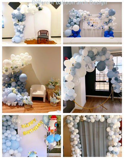 Dusty Blue Balloon Arch Kit,122 Pcs Dusty Blue and White Balloons,MacaronBlue White Balloon Arch Garland Kit for Boy Baby Shower Gender Reveal,Men Birthday,Graduation Decorations,Bridal Shower