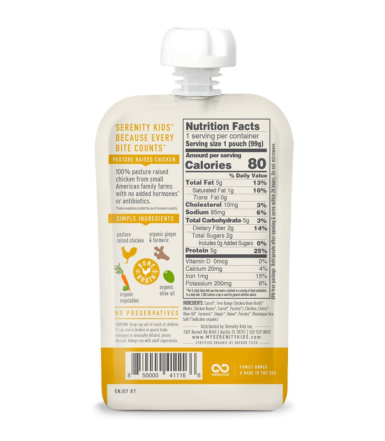 Serenity Kids 7+ Months Bone Broth Puree Made With Organic Veggies - Clean Label Project Purity Award Certified - 3.5 Ounce BPA-Free Pouch - Grass Fed Beef Pot Roast - 12 Count - Baby Food Pouch