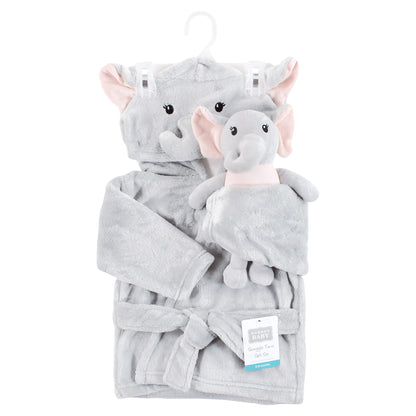 Hudson Baby Unisex Baby Plush Bathrobe and Toy Set