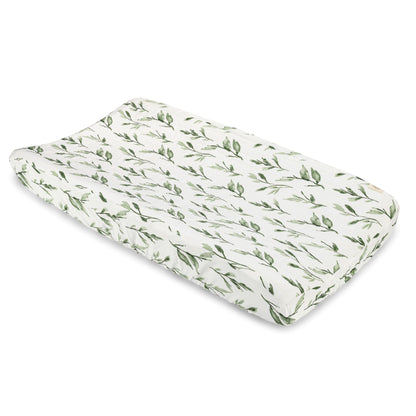 Crane Baby Quilted Changing Pad Cover with Animal Print, Breathable Cotton Sateen, Fits Standard 16”X32” Pads, Ocean Whale Blue