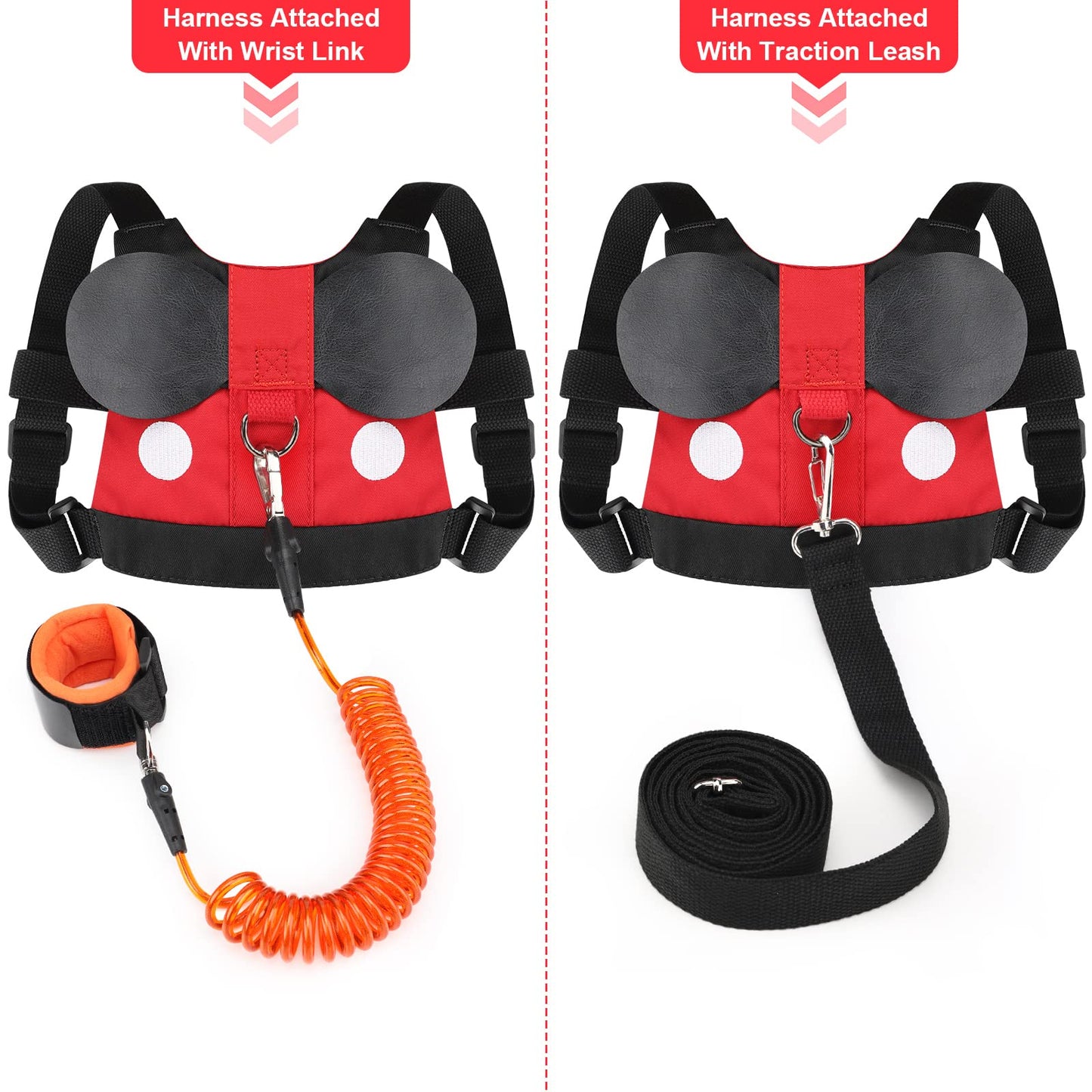 Accmor Toddler Leash Harness, Child Harness Baby Leash + Anti-Lost Wrist Link, Cute Kids Harness with Walking Strap Tether Belt for 1-5 Years Boys and Girls to Zoo or Mall