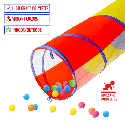 PigPigPen Pop Up Play Tunnel Tent for Toddlers Babies or Dogs, Indoor & Outdoor Toys for Kids Backyard Playset. (Red,Yellow,Blue)