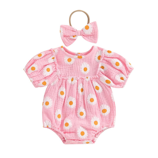 FIOMVA Summer Chicken Baby Clothes Newborn Baby Girl Farm Outfit Toddler Short Sleeve Bubble Romper Infant Bodysuit