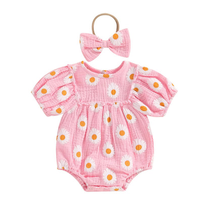 FIOMVA Summer Chicken Baby Clothes Newborn Baby Girl Farm Outfit Toddler Short Sleeve Bubble Romper Infant Bodysuit