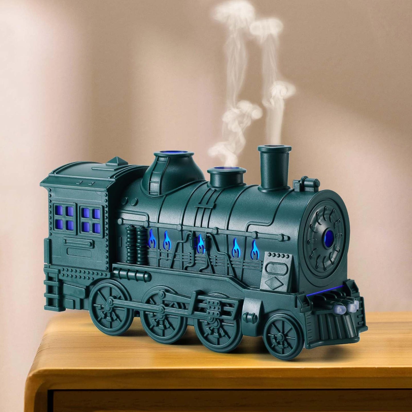 Humidifiers for Bedroom, Cool Quiet Steam Train Looking Mist Air Humidifier Diffuser for Home Baby Nursery & Plants and Auto Shut-off & No Remote Included. (Black)