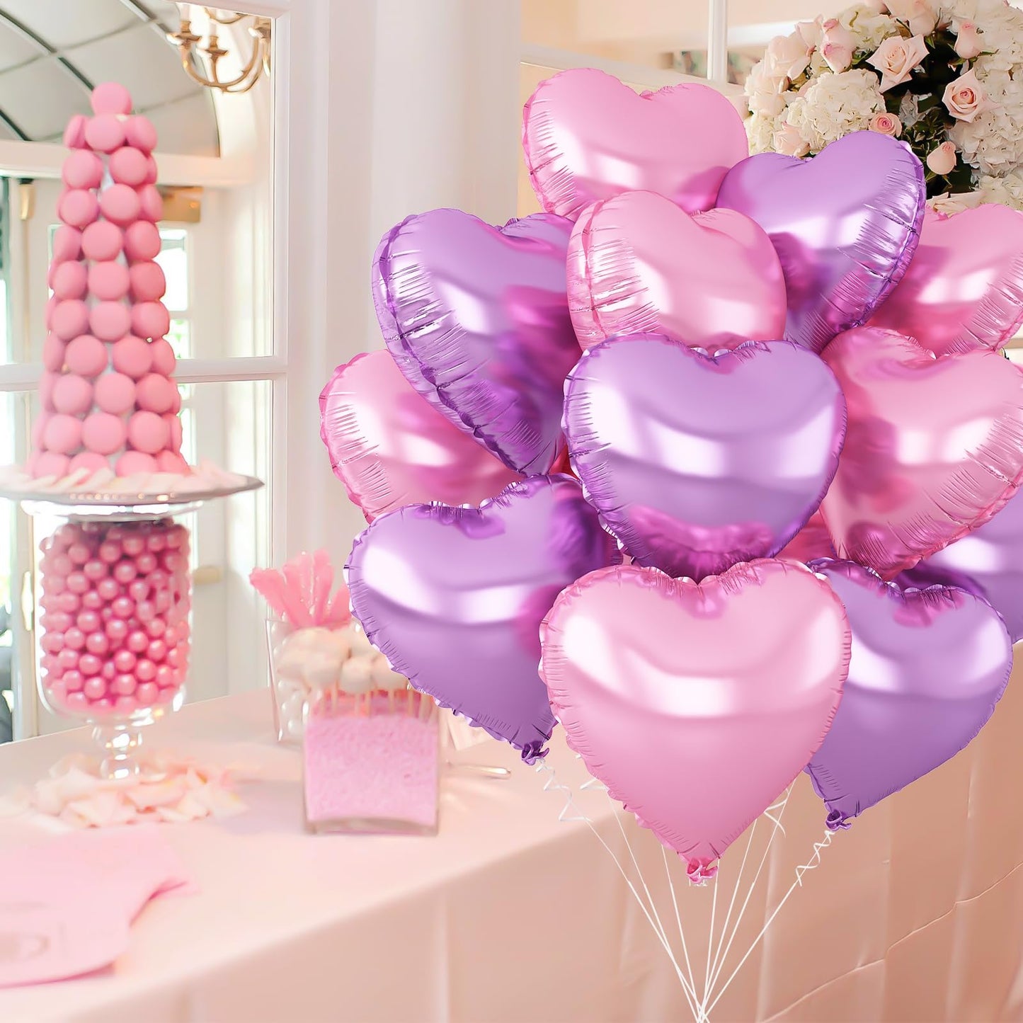Sage Green Gold Heart Balloons,12Pcs Light Gold Heart Shaped Foil Balloons,18Inch Cream White Helium Mylar Balloon for Baby Shower Birthday Anniversary Wedding Party Decorations