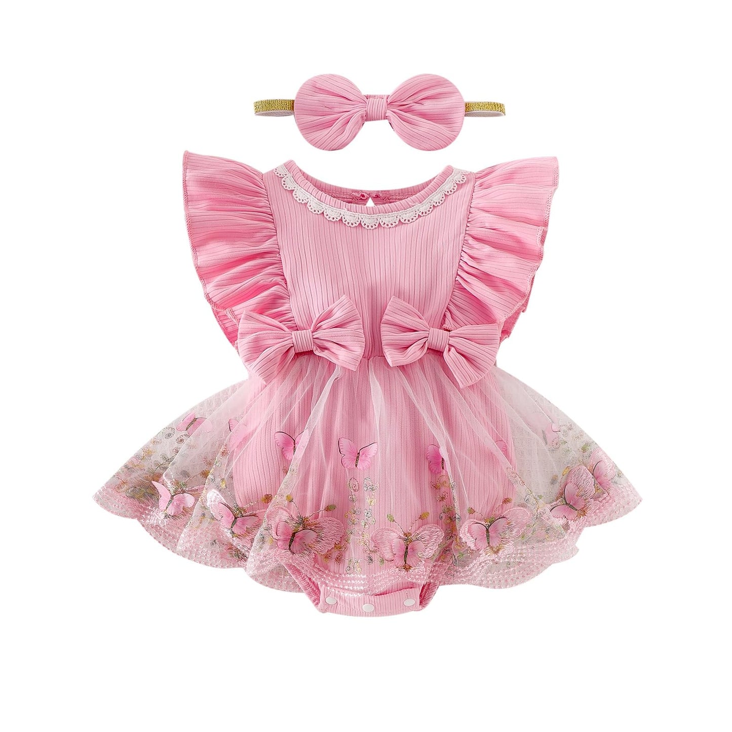 Baby Girl Clothes Newborn Summer Outfits Butterflies Embroidery Tulle Ruffle Sleeveless Infant Romper 0-18 Months