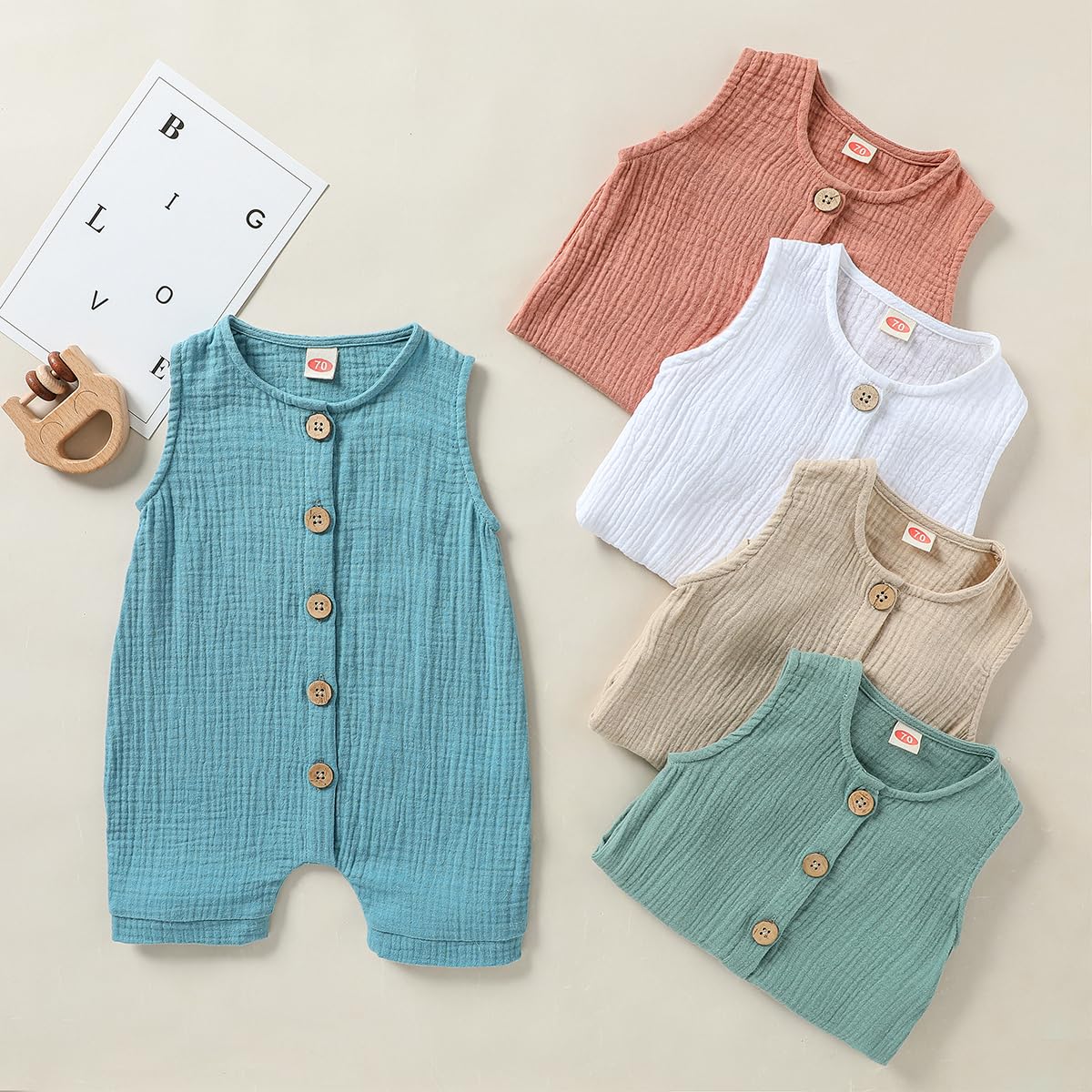 Infant Newborn Baby Boys Girls Cotton Linen Romper Summer Jumpsuit Sleeveless Overalls Clothing Set