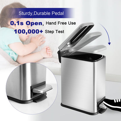 Diaper Pail, Baby Diaper Trash Can with Removal Inner Liner, Childproof Lock, Stainless Steel Garbage Pail with lid, Soft Close, Odor Control Diaper Disposal Bin, 4 Gallon Pink Diaper Can