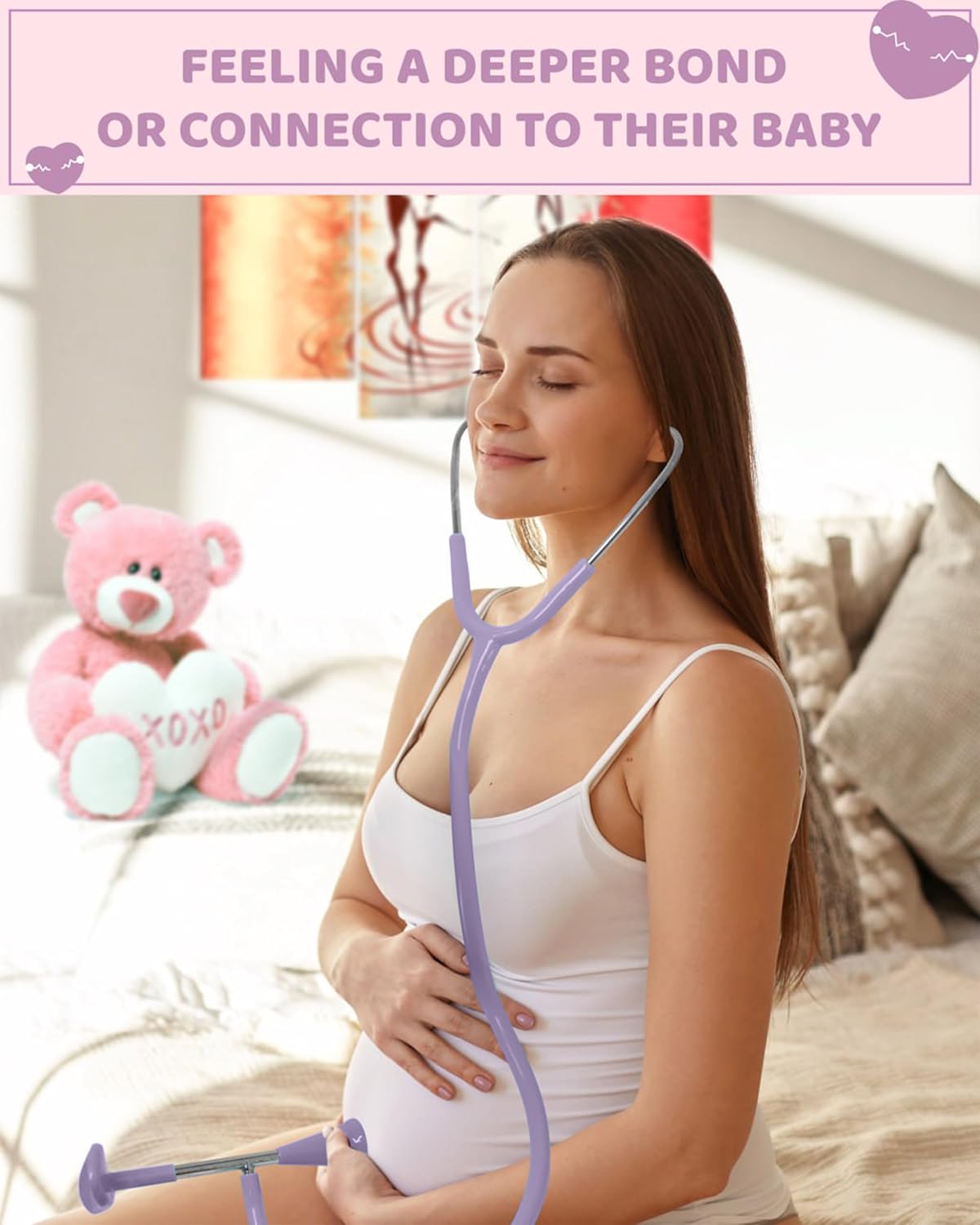 Skywin Fetoscope for Baby Heartbeat Detection - 24 Weeks of Pregnancy Baby Heartbeat Monitor at Home with The Pregnancy Stethoscope and Fetal Monitor Heartbeat (Purple)