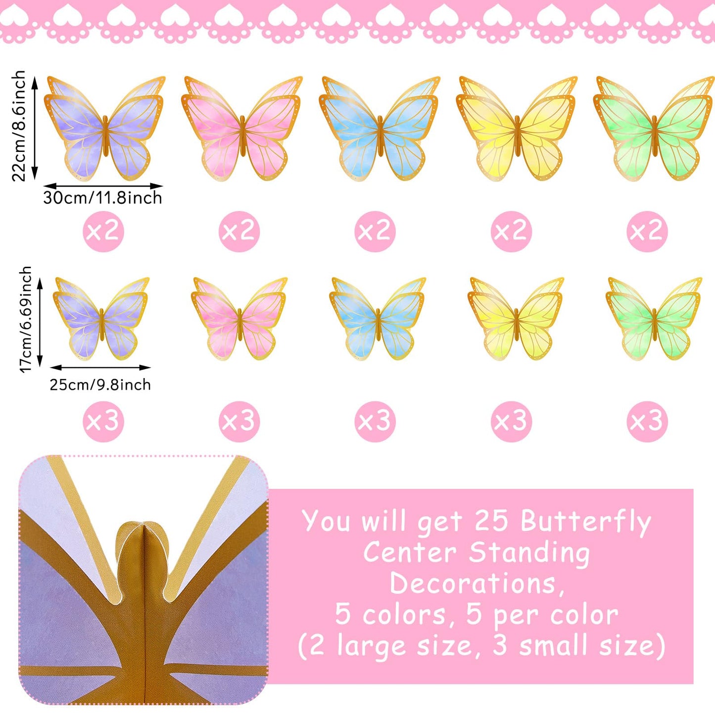 Yexiya 15 Pieces Butterfly Table Centerpiece Birthday Party Decorations Table Toppers Centerpieces Butterfly Theme Party Decor for Birthday Shower Supplies (Classic)