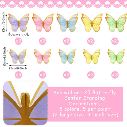 Yexiya 15 Pieces Butterfly Table Centerpiece Birthday Party Decorations Table Toppers Centerpieces Butterfly Theme Party Decor for Birthday Shower Supplies (Classic)