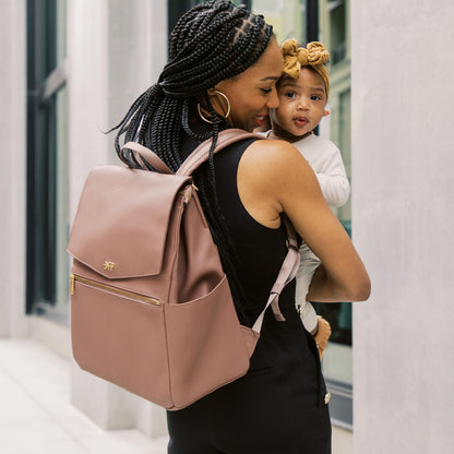 Freshly Picked Classic II Diaper Bag Backpack, Wipeable Vegan Leather With Changing Pad (Sage Green V2)