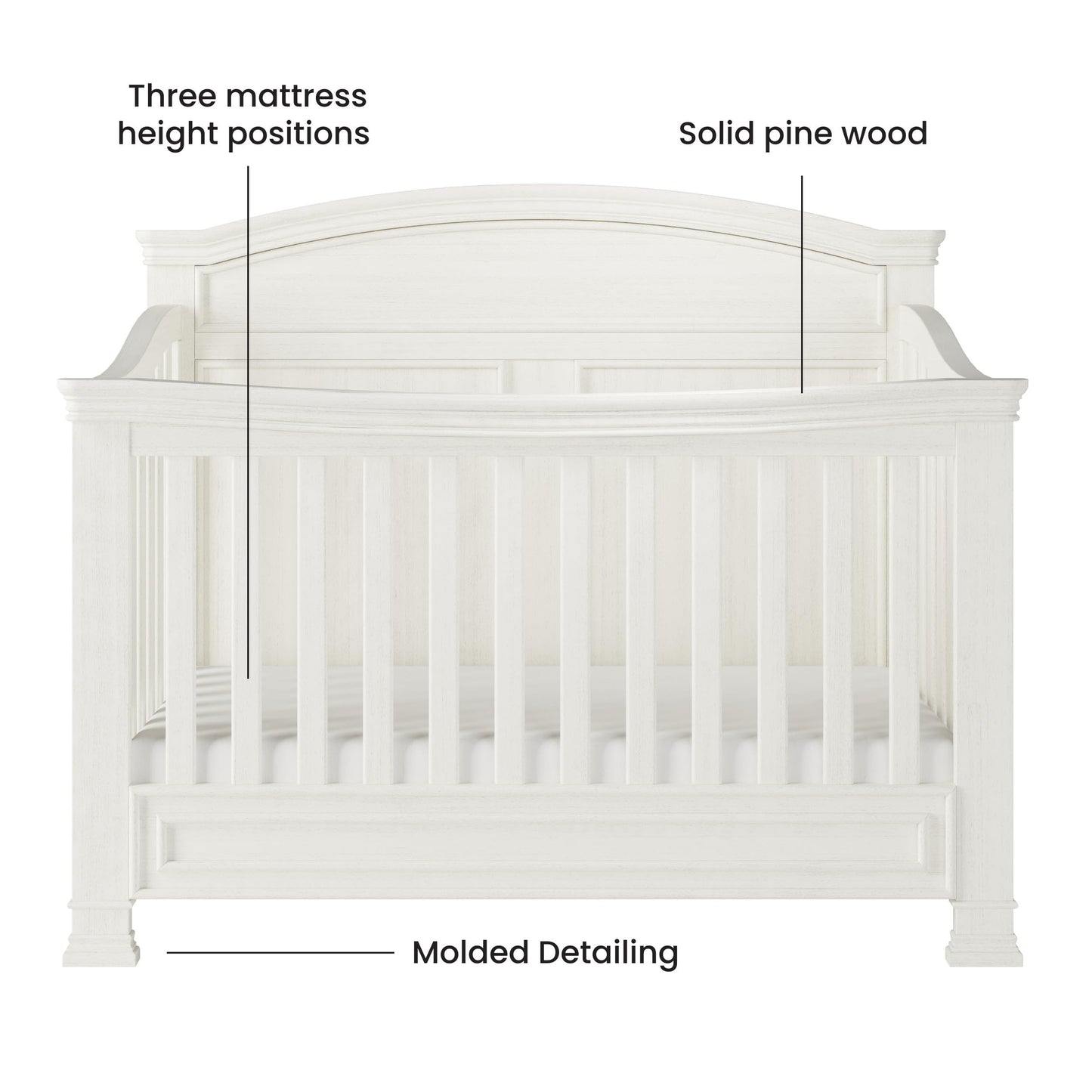 Child Craft Legacy Westgate 4-in-1 Convertible Crib, Baby Crib Converts to Day Bed, Toddler Bed and Full Size Bed, 3 Adjustable Mattress Positions, Baby Safe Finish, Fully Assembled (Vintage Linen)