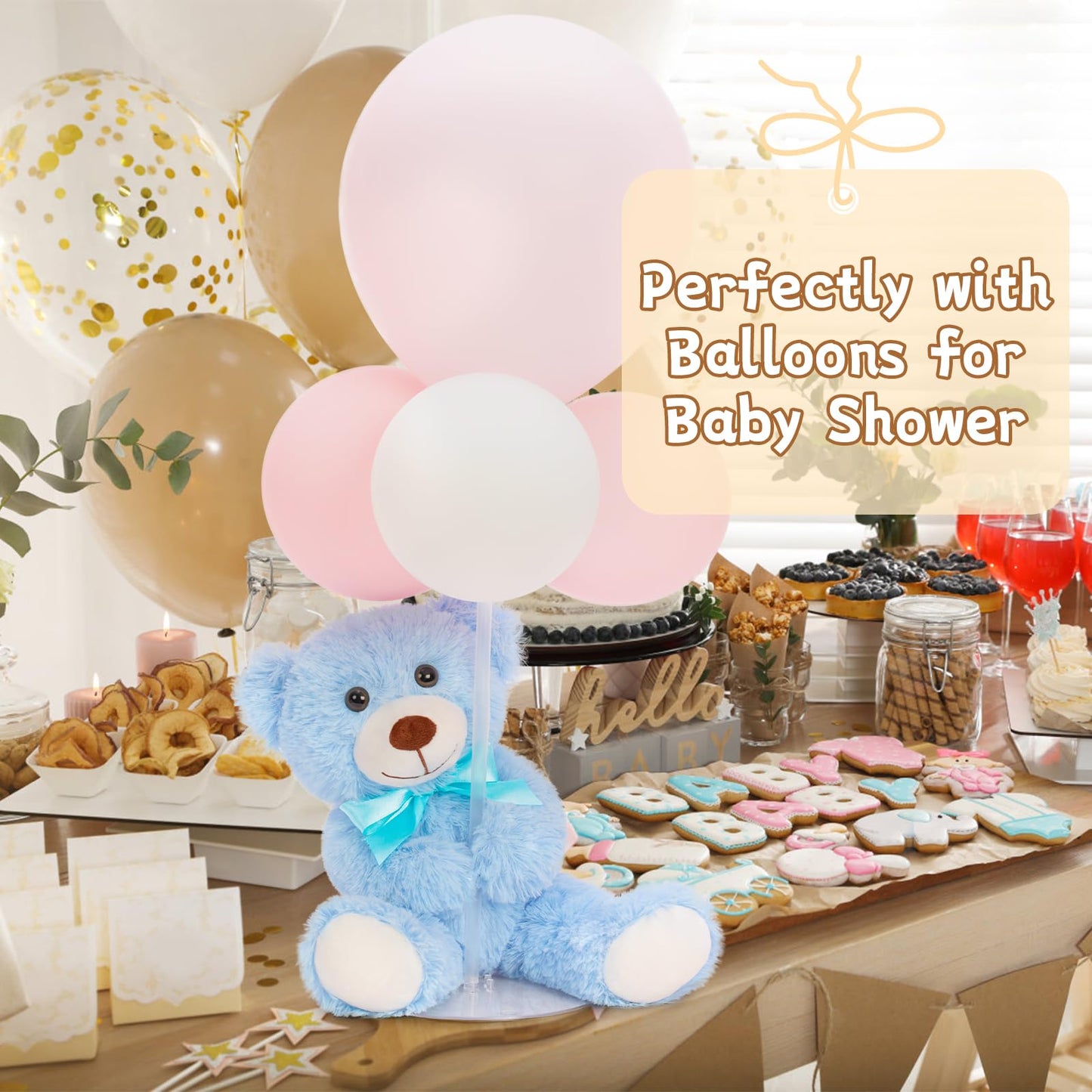 MorisMos 6Pcs Teddy Bears Bulk Baby Shower, 14inch Cute Teddy Bear Stuffed Animals Plush, Small Stuffed Bears on Centerpiece Baby Shower, White