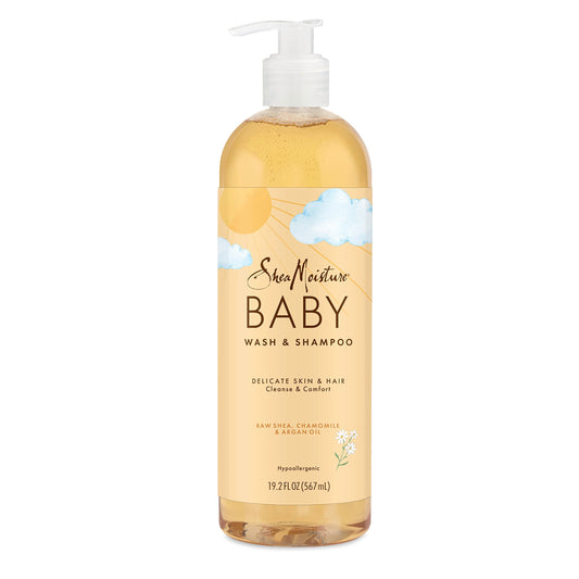 SheaMoisture Baby Wash & Shampoo for All Skin Types Raw Shea, Chamomile & Argan Oil Baby Wash and Shampoo with Frankincense & Myrrh to Help Cleanse 13 oz, Gold, Packaging may vary