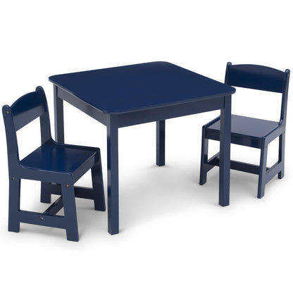 Delta Children MySize Kids Wood Table and Chair Set (2 Chairs Included) - Ideal for Arts & Crafts, Snack Time, & More - Greenguard Gold Certified, Bianca White, 3 Piece Set