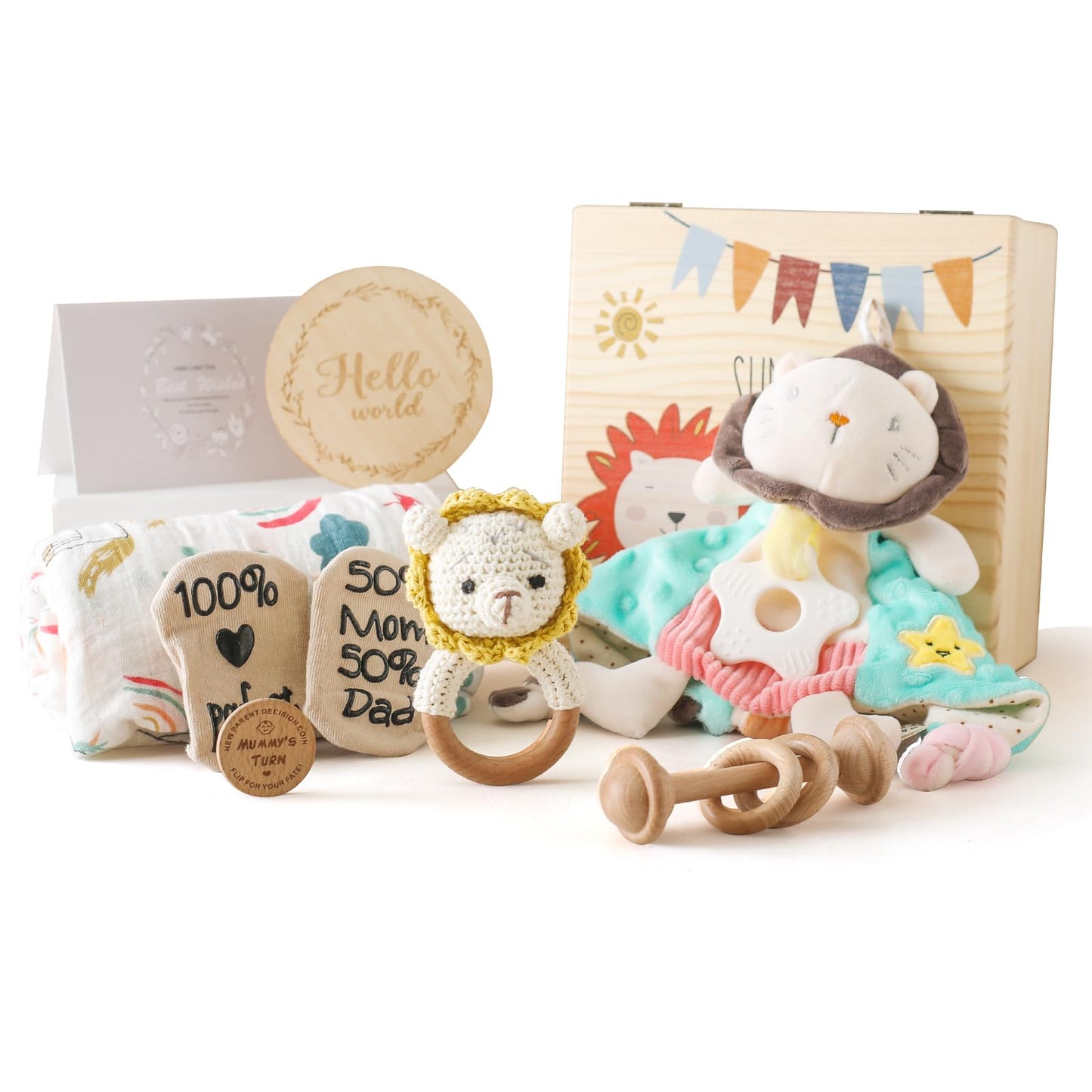 Bopoobo Baby Shower Gifts for Boys - New Born Gifts, Unique Essentials: Onesie, Blanket, Rattle, Lovey, Socks, Decision Coins, Milestone