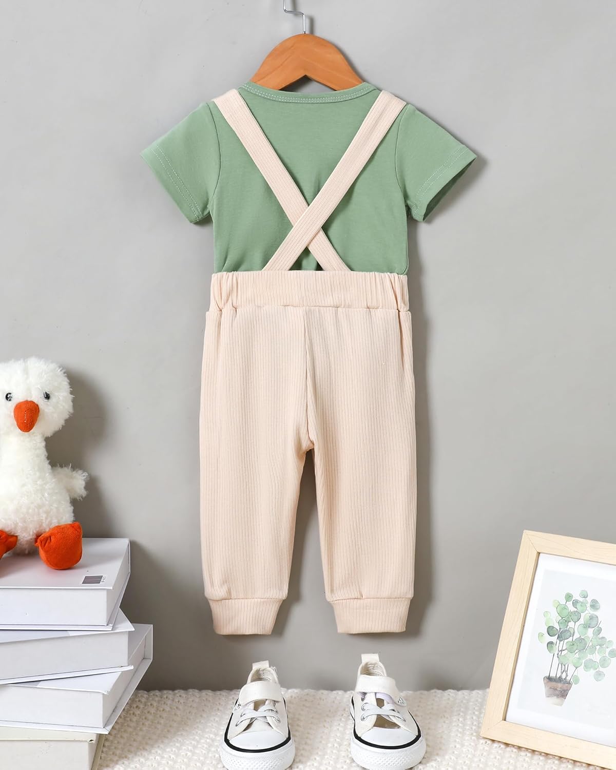 SANMIO Baby Boy Clothes 0-18 Months Newborn Outfits Short Sleeve Romper Top and Suspender Pants Baby Boy Summer Clothing 2Pcs