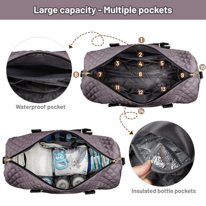LOVEVOOK Diaper Bag Tote with Pacifier Case and Changing Pad, Large Capacity Mommy Bag for Hospital and Weekender Travel, Functional Baby Bag Newborn Baby Essential, Black