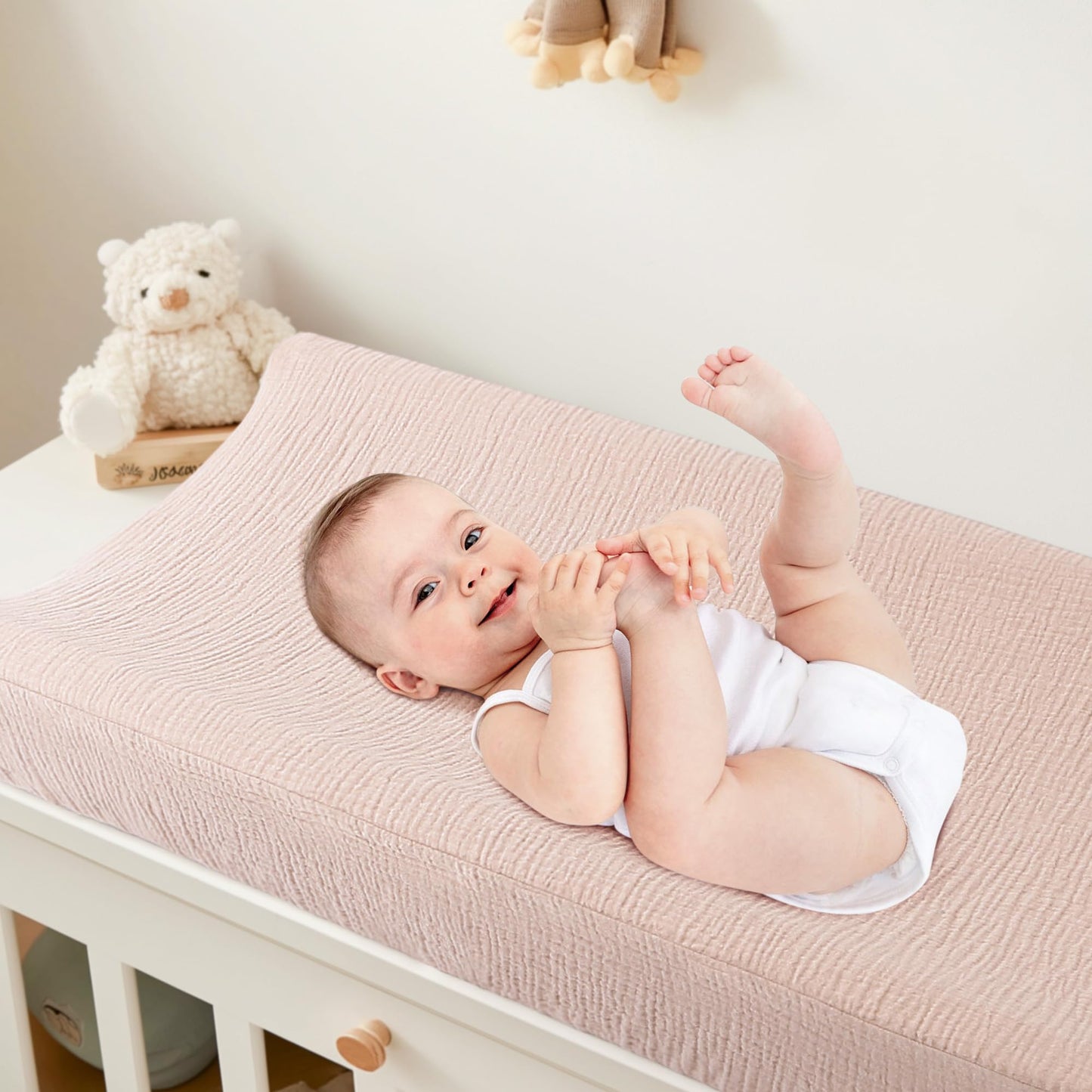 Bearmoss Changing Pad Cover, 2 Pack Muslin [100% Cotton] Diaper Changing Table Covers, 32'' x 16'' Soft Breathable Changing Pad Sheets for Unisex Baby Girls and Boys with Strap Holes (Bluemoon)
