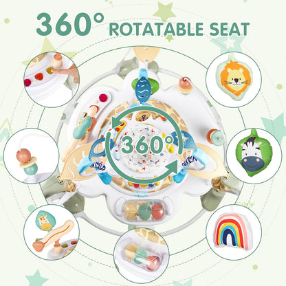 Baby Activity Center, 3-in-1 Baby Jumper, Infant Activity Center with 360° Rotating Seat, Music, Lights, 3 Adjustable Heights, Infant Activity Jumper for 6+ Months JP2401