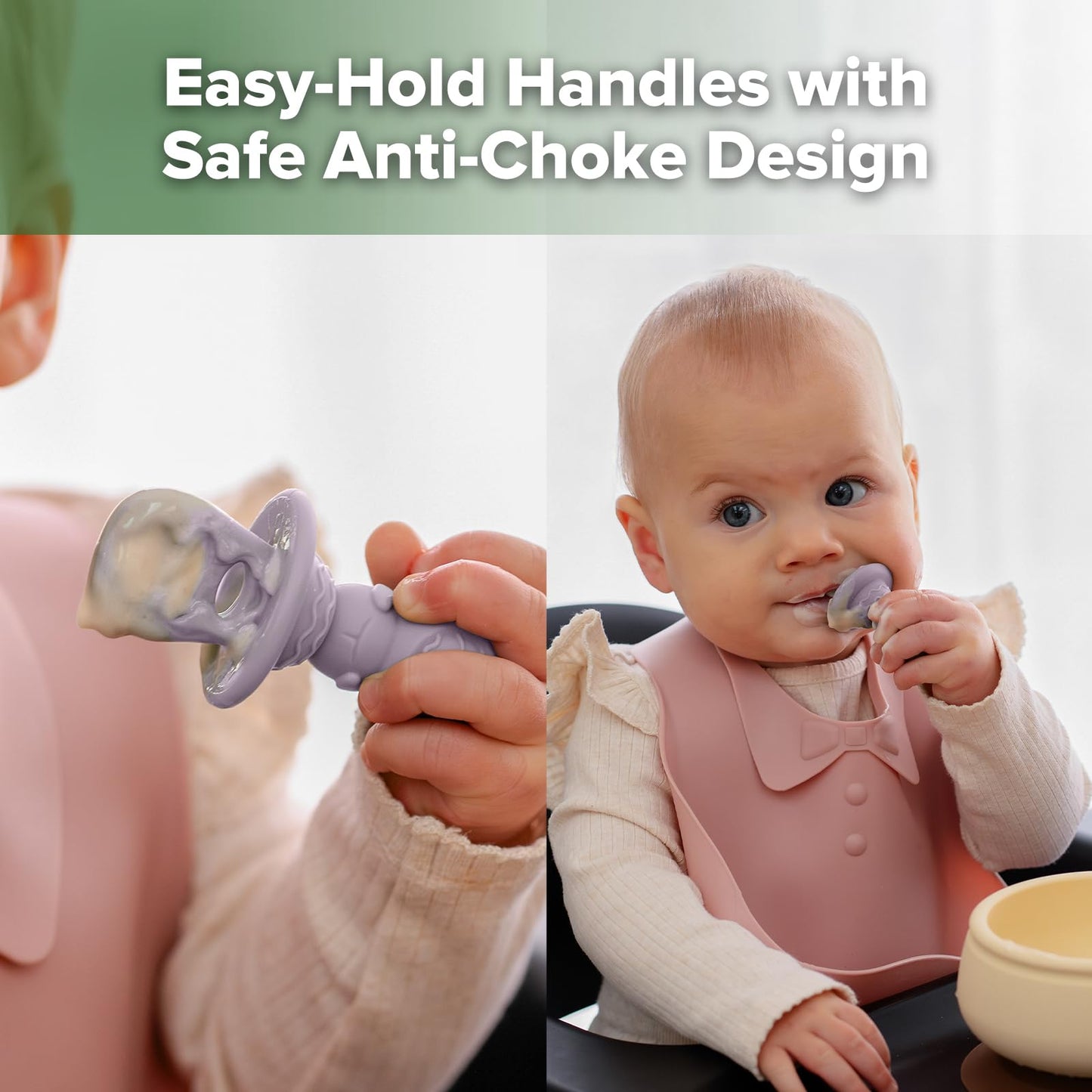 Haakaa Astronaut Beginner Silicone Cutlery Set – Baby Spoons and Forks for Self Feeding 6 Months, Baby Led Weaning Supplies, Toddler Feeding Essentials