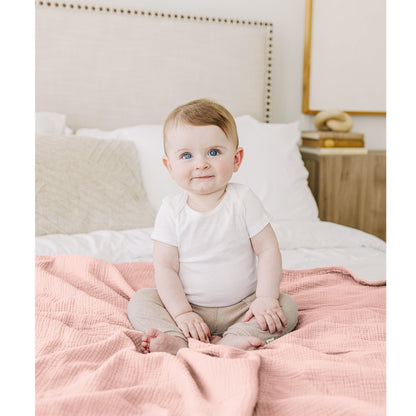 Konssy Muslin Baby Blankets for Girls Boys, 100% Cotton Crib Blanket for Infant Toddler, Super Soft and Lightweight Nursery Swaddling Wrap 40"x36" (Floral)