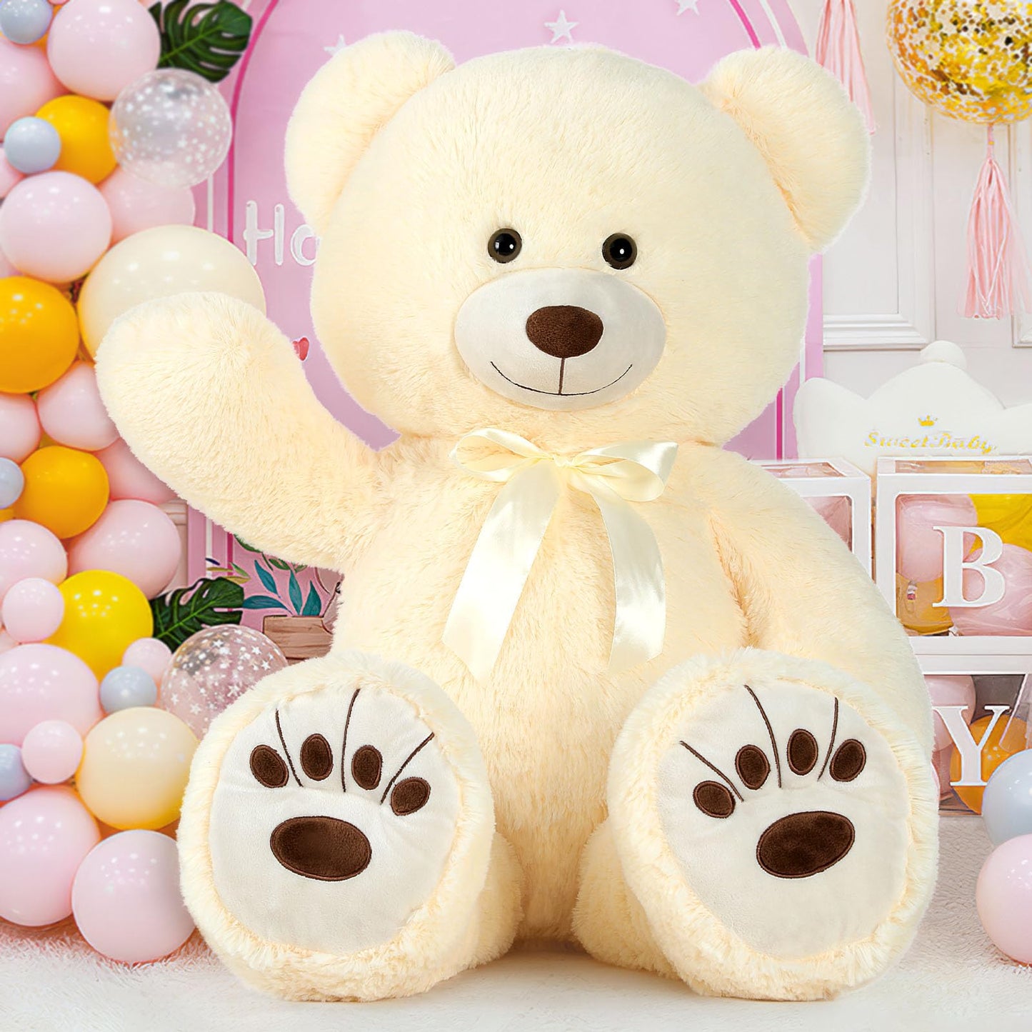 Muiteiur 49 inch Giant Teddy Bear Stuffed Animal, Big Bear Plush with Big Footprint, Great Gift for Party Decorations (Brown)
