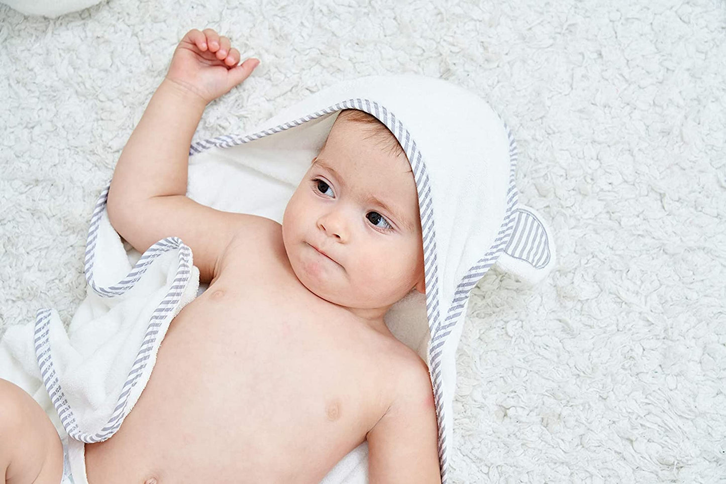 HIPHOP PANDA Hooded Towel - Rayon Made from Bamboo, Bath Towel with Bear Ears for Newborn, Babie, Toddler, Infant - Absorbent Large Baby Towel - Yellow Duck, 30 x 30 Inch