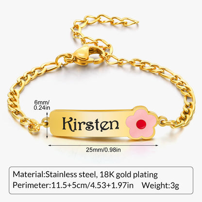 Personalized Baby Name Bracelet, 18K Gold Plated Customized Bracelets Id Protection Bracelet New Born Birthday Gift for Toddler Girls Boys