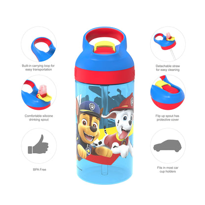 Zak Designs 5-Piece Dinnerware Set, Baby Shark - Durable Plastic & Stainless Steel - Includes Water Bottle, 8-Inch Plate, 6-Inch Bowl, Fork & Spoon - Suitable for Kids Ages 3+
