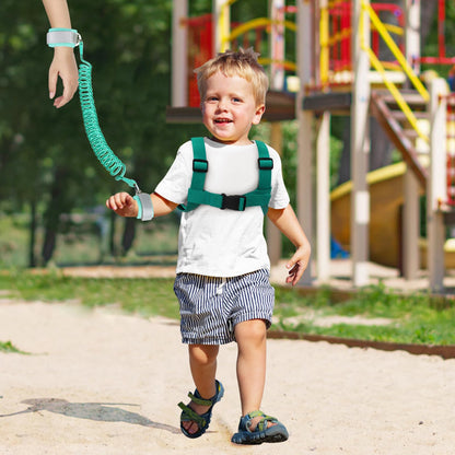 Accmor Toddler Harness with Leash, Cute Dinosaur Kids Harness + Anti Lost Wrist Link, Mini Child Harness Leash Wristband Strap Belt Protector for Baby Boys Girls to Outdoor Travel (Blue)