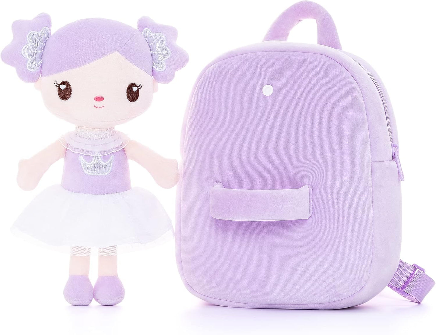 Gloveleya Toddler Backpack Kids Backpack with Candy Purple Doll 9"
