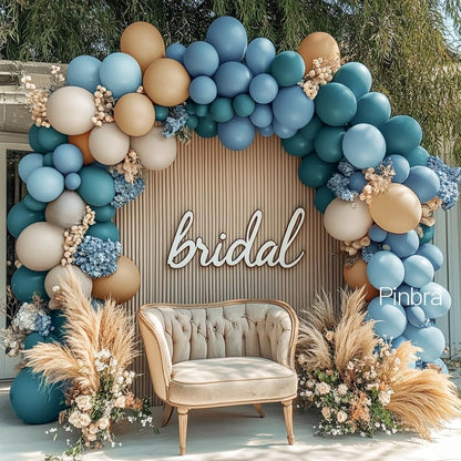 Dusty Blue Tan Balloon Garland Double Stuffed Slate Pastel Blue Brown Nude White Sand Latex Balloons Arch Kit for Neutral Baby Shower Birthday Bridal Wedding Bear Theme Party Decorations