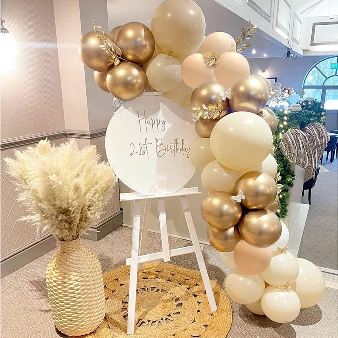 Sage Green Gold White Party Balloons, 50Pcs Sage Green and Gold Confetti Party Balloons For Birthday Baby Shower Engagement Wedding Anniversary Party Decorations