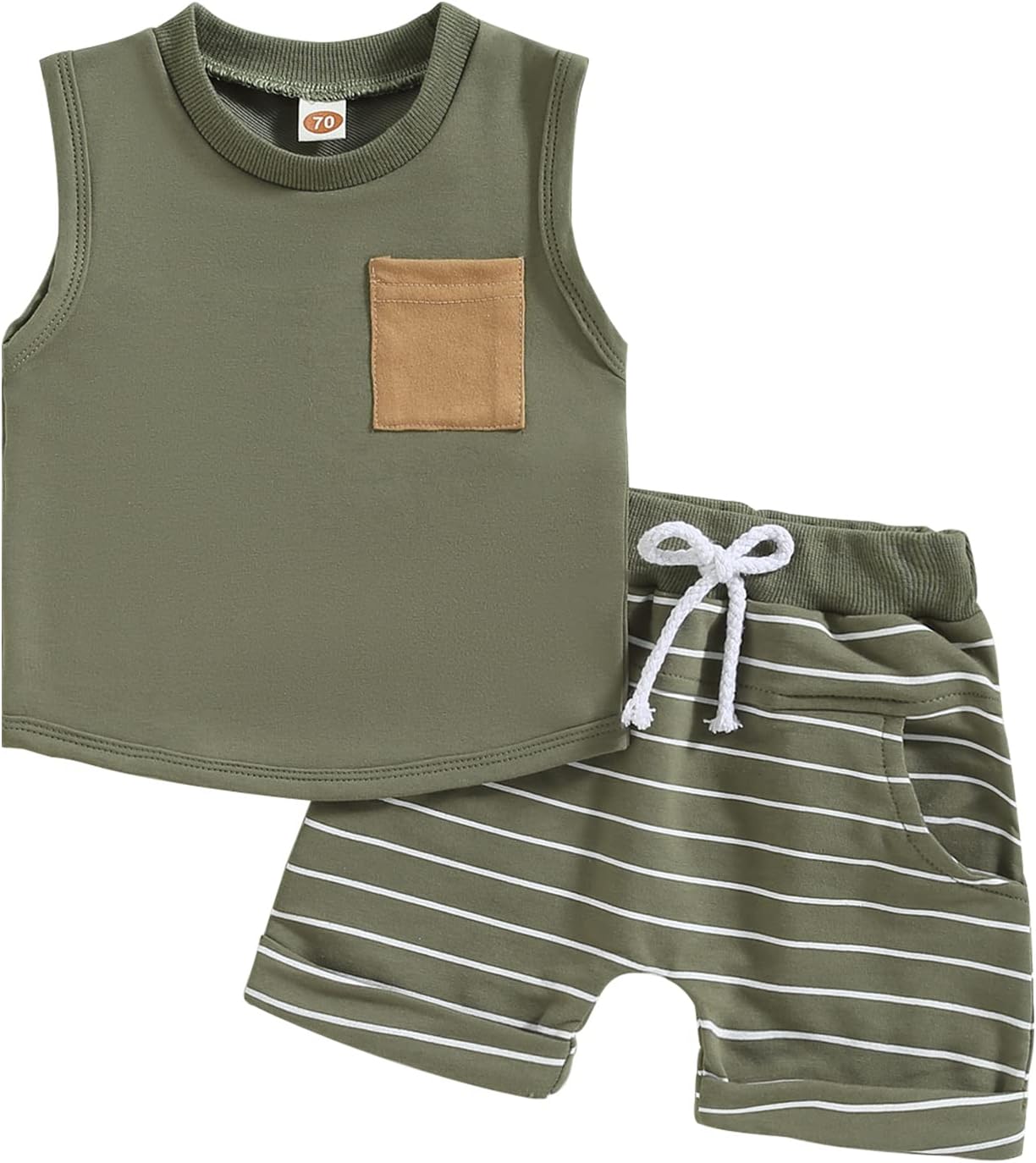 CIYCUIT 2Pcs Baby Boy Summer Clothes Infant Toddler Beach Outfits Sleeveless Tank Tops Shorts Set