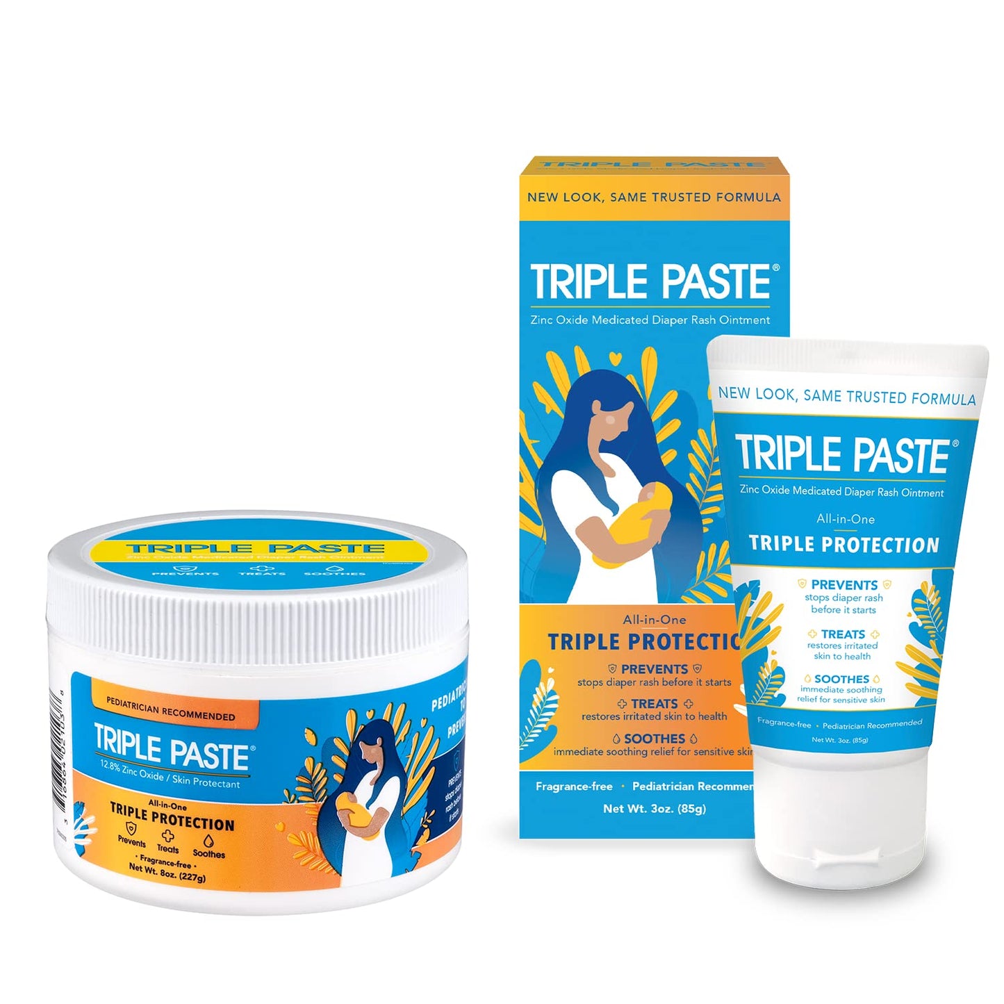 Triple Paste Diaper Rash Cream for Baby - 16 Oz Tub - Zinc Oxide Ointment Treats, Soothes and Prevents Diaper Rash - Pediatrician-Recommended Hypoallergenic Formula with Soothing Botanicals