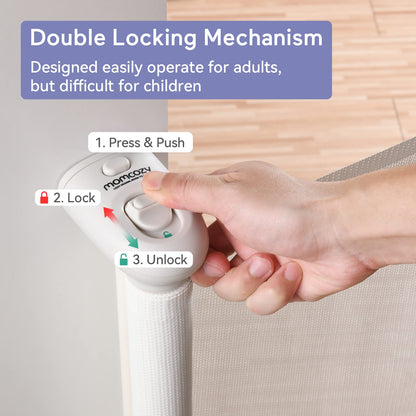 Momcozy Retractable Baby Gate, 33" Tall, Extends up to 55" Wide, Child Safety Baby Gates for Stairs, Doorways, Hallways, Indoor, Outdoor