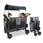 WONDERFOLD W4 Original Stroller Wagon (4 Seater) - Collapsible Wagon Stroller with Seats with 5-Point Harnesses, Easy Access Zipper Door, and Removable Sun Canopy, Black