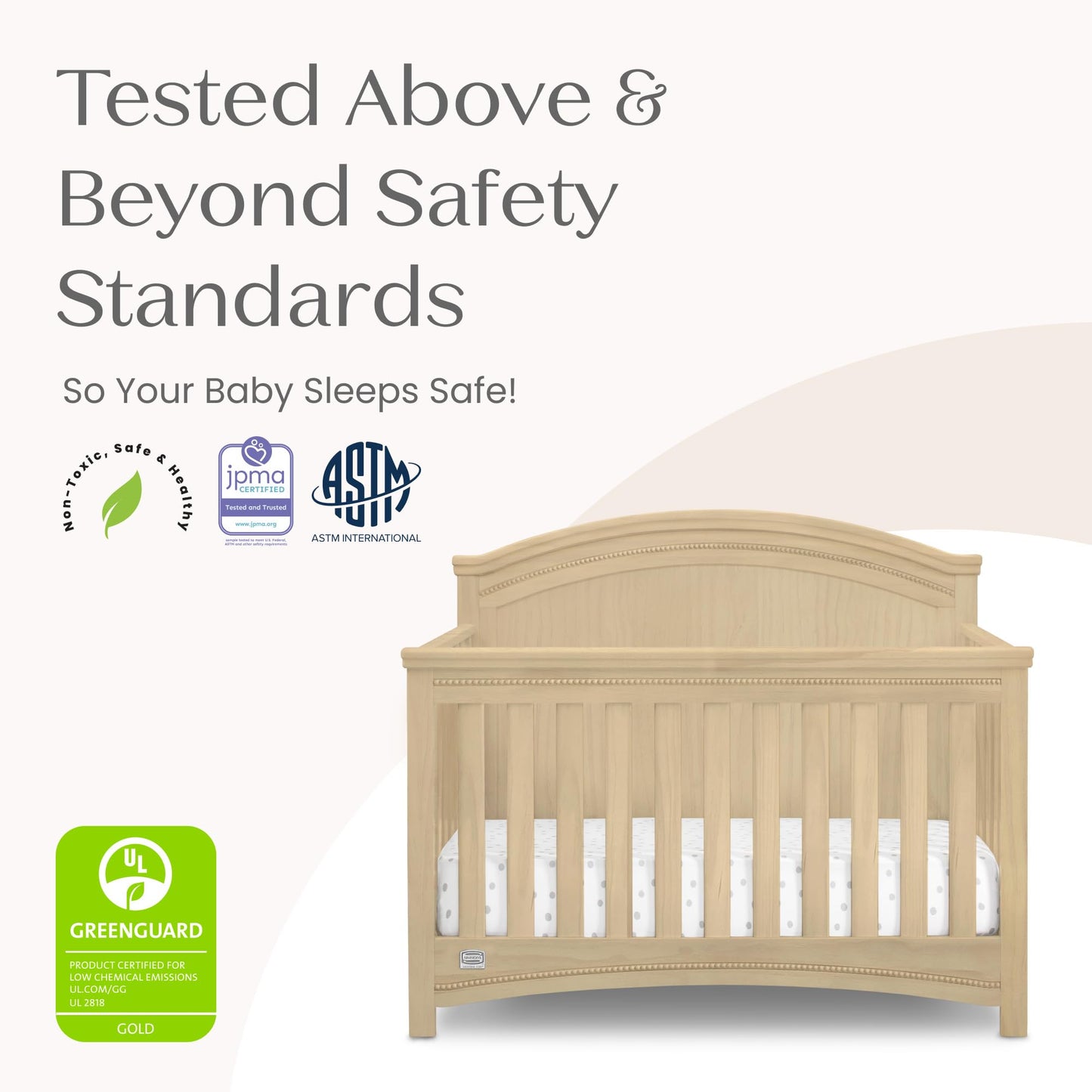 Delta Children Simmons Kids SlumberTime Emma Convertible Crib N More, Grey