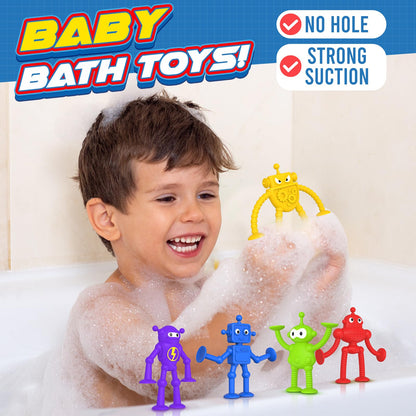Baby Bath Toys Suction Toy: No Hole Bath Toy for Baby Toddlers - Kids Mini Sensory Fidget Suction Cup Toys for Boys Girls - Window Building Toy Travel Essentials Road Trip Activities for Kids Gifts