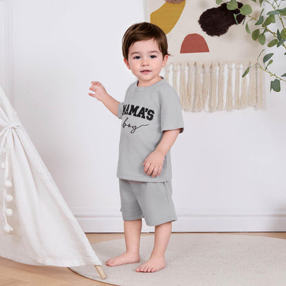 Toddler Baby Boy Summer Clothes Embroidered Waffle Short Sleeve T-Shirts Elastic Shorts Newborn Infant Boy Outfits