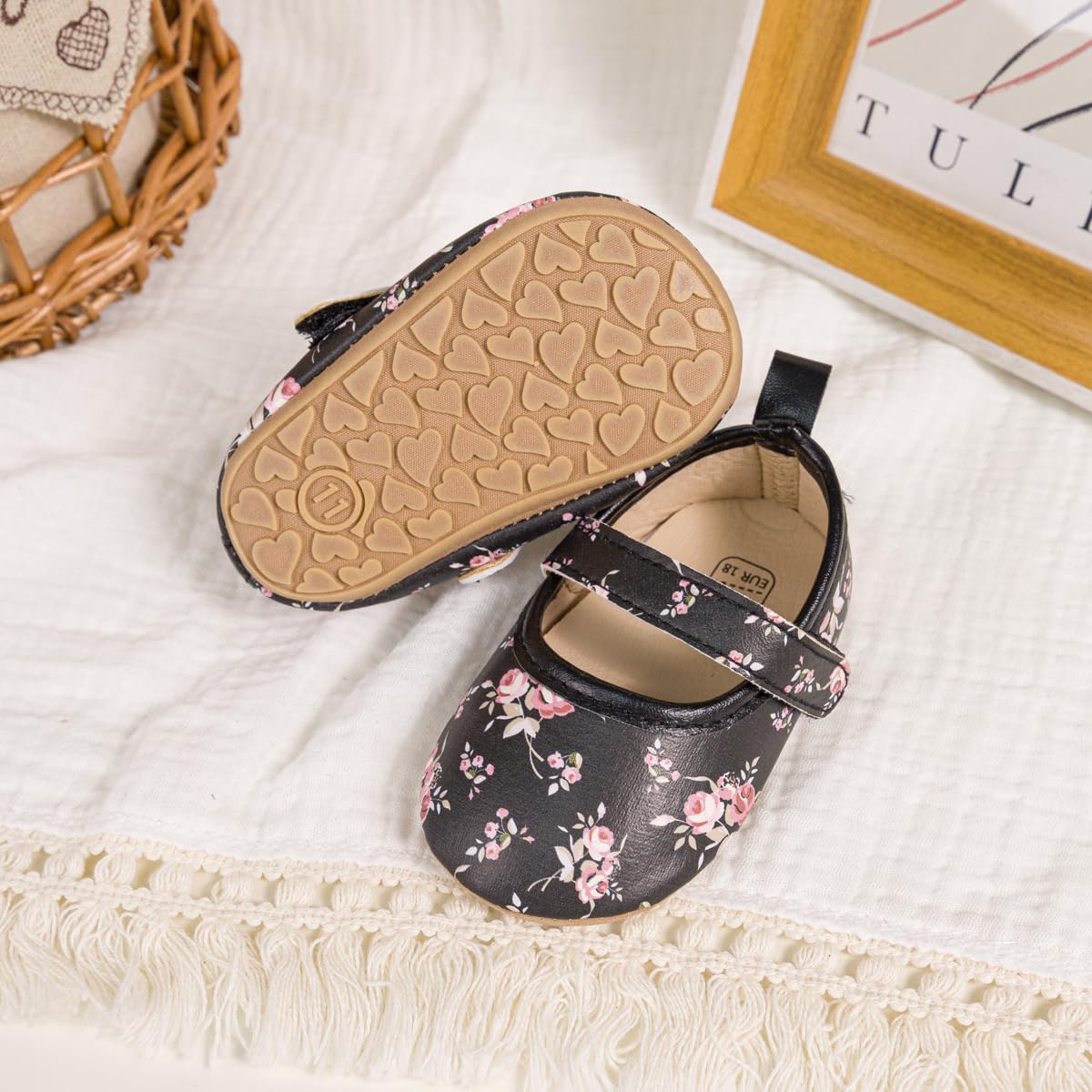 Meckior Infant Baby Girls Boys Handmade Princess Flats Toddler First Walkers Soft PU Leather Non-Slip Crib Wedding Dress Shoes