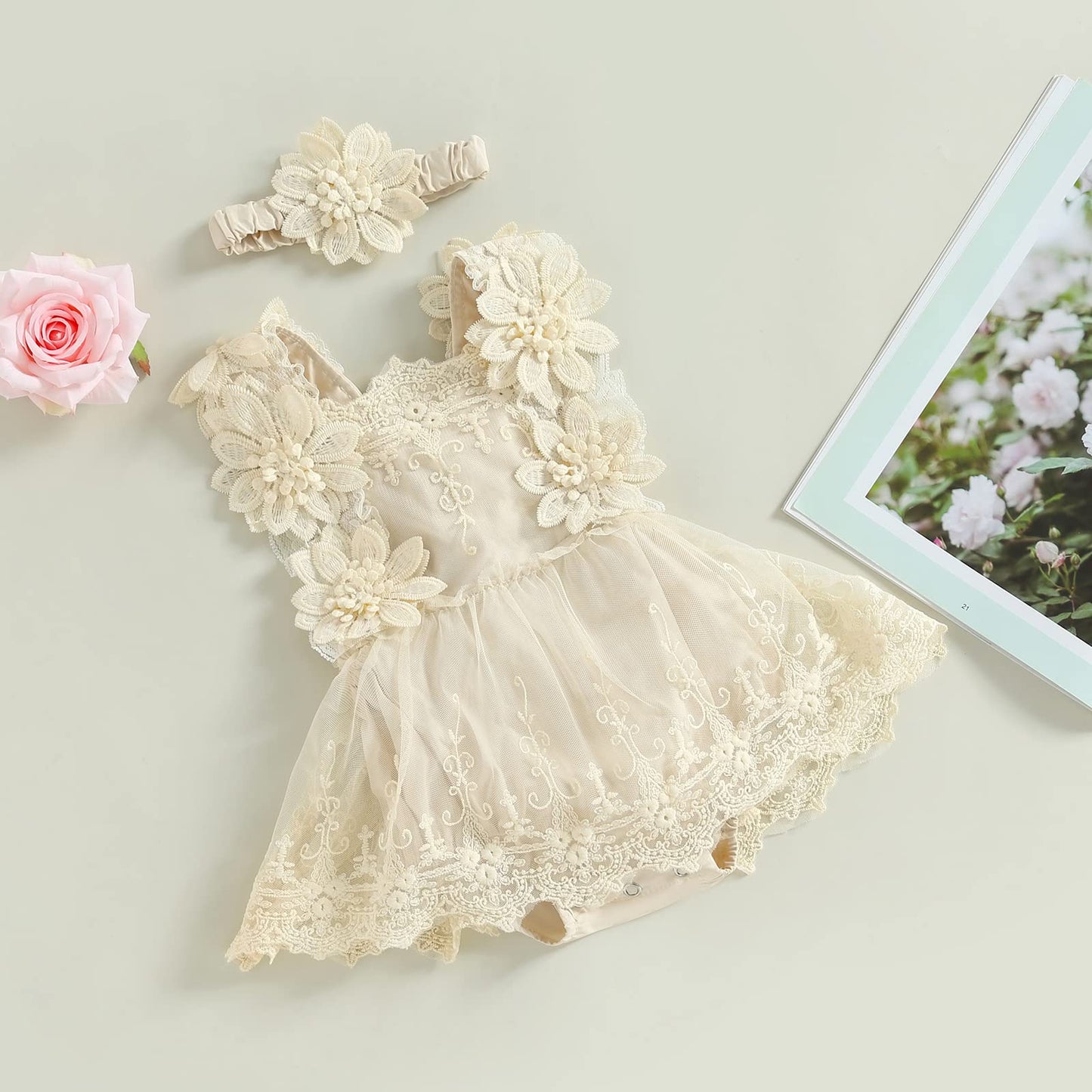 Mubineo Baby Girl Summer Clothes Lace Romper Skirt Dress Princess Outfits Sleeveless Flower Newborn Outfit
