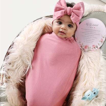 Galabloomer Newborn Receiving Blanket Headband Set Baby Flower Swaddle (vintage flower)