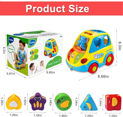 Baby Toys for 1 Year Old Boy Girl Gift Musical Bus Baby Toys 6-12 12-18 Months Toddler Early Learning Montessori Toy for 1 2 3 Year Old Boy with Music/Light/Smart Shapes Christmas Birthday Gifts