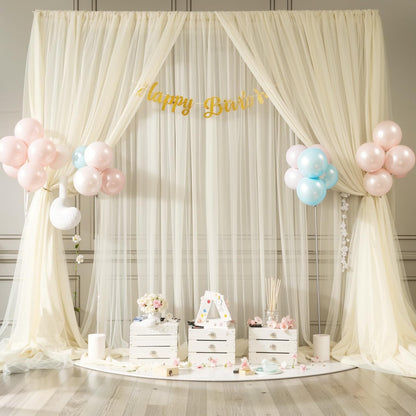 Champagne Tulle Backdrop Curtain for Parties Wedding 10ft×8ft Champagne Sheer Backdrop Curtains for Baby Shower Bridal Shower Reception Birthday Party Christmas Photoshoot Decorations 2 Panels