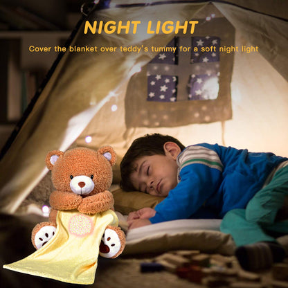 BEREST Baby Sleep Soother Happy Bear, Mom's Heartbeat Bear Lullabies White Noise Machine, Nursery Decor Night Light Projector, Toddler Crib Sleeping Aid, Baby Shower Gifts Portable Teddy